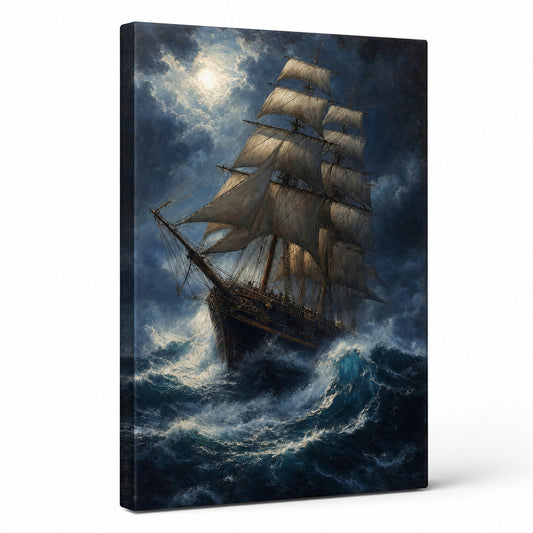 Deep Blue Tempest Classical Maritime Canvas Wall Art - canvas wall art by AUSJOJO
