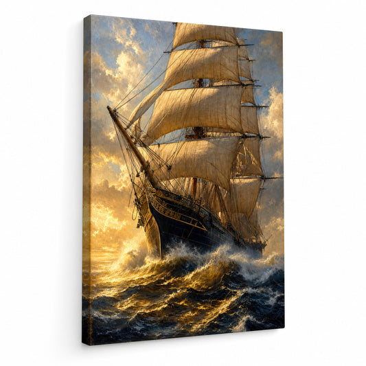 Triumphant Bow Close Classical Maritime Canvas Wall Art - coastal wall decor by AUSJOJO
