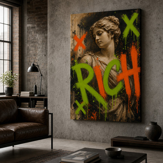 Rich Venus Pop Urban Graffiti Oil Canvas Wall Art — room scene