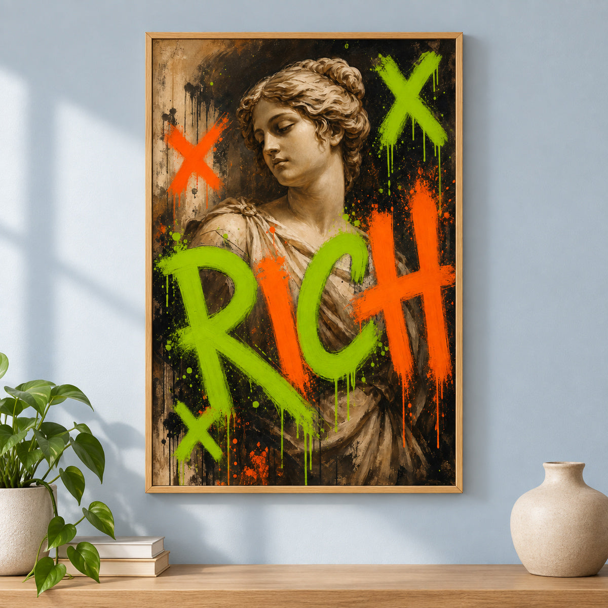 Rich Venus Pop Urban Graffiti Oil Canvas Wall Art | brown_independent_close