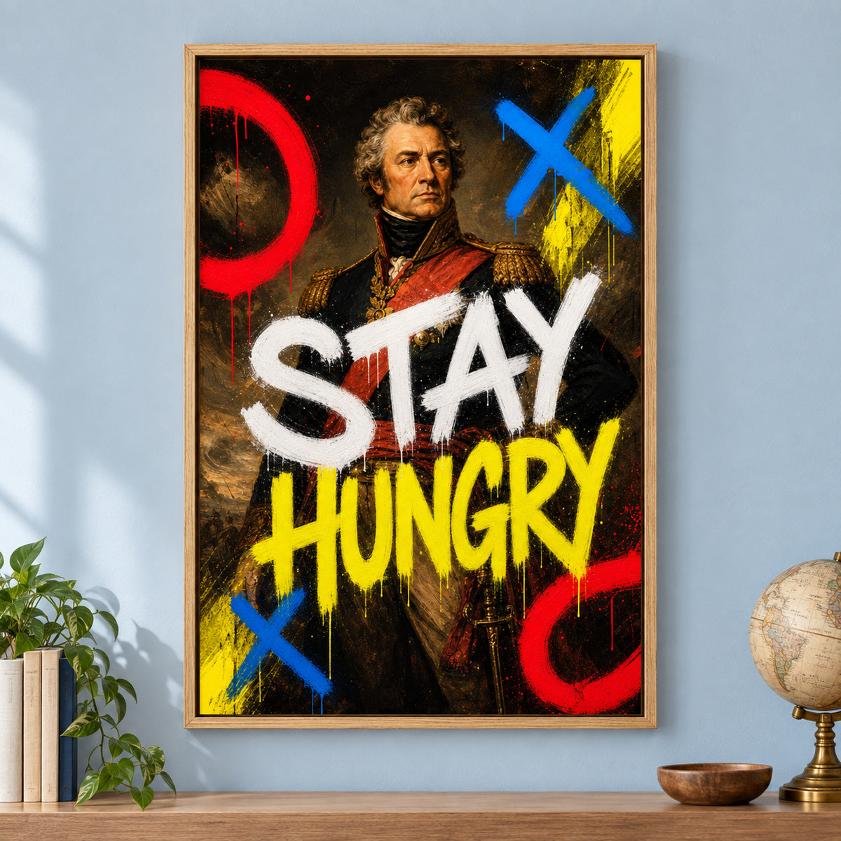 Stay Hungry General Urban Graffiti Oil Canvas Wall Art | brown_independent_close