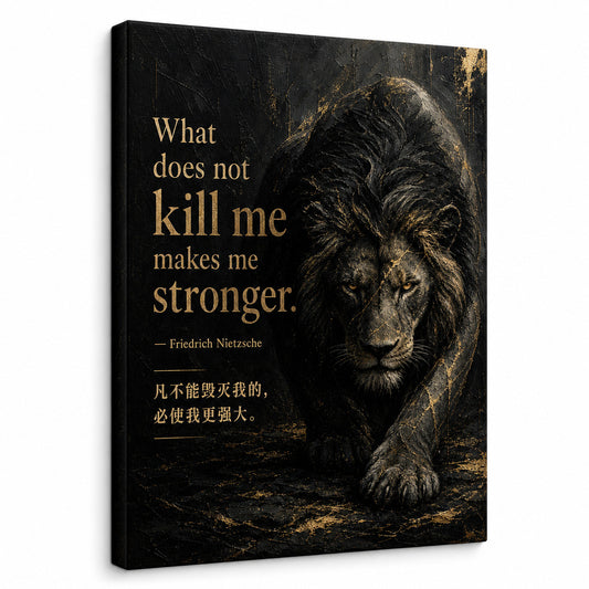 Dark Lion Nietzsche Adversity Resilience Canvas Wall Art - canvas wall art by AUSJOJO