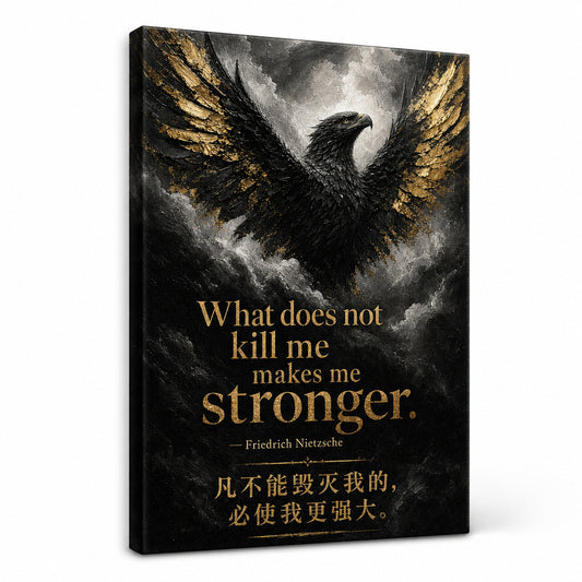 Black Eagle Nietzsche Adversity Resilience Canvas Wall Art - canvas wall art by AUSJOJO