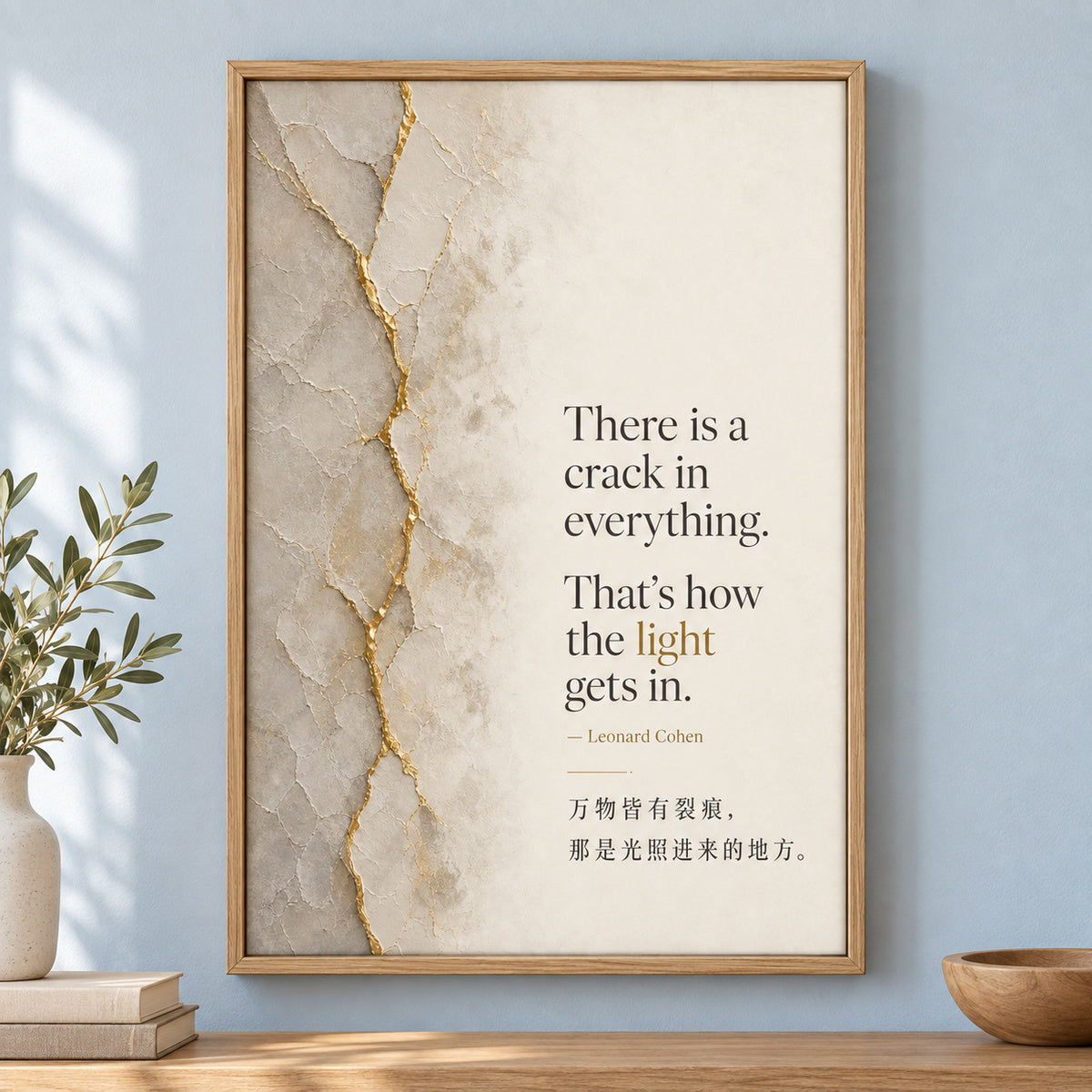 Minimal Gallery Split Layout Leonard Cohen Canvas Wall Art | brown_independent_close