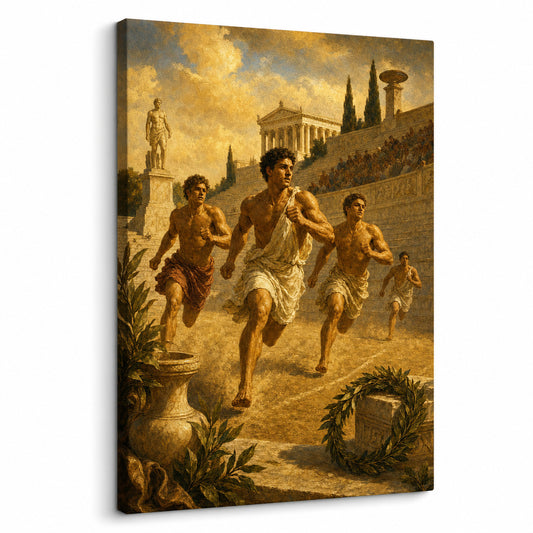 Ancient Greek Runners Classical Sports Oil Painting Canvas Wall Art - canvas wall art by AUSJOJO