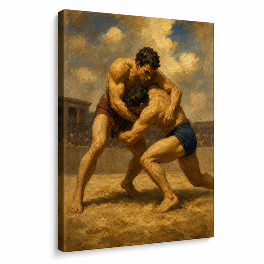 Classical Wrestlers Arena Oil Painting Canvas Wall Art - canvas wall art by AUSJOJO