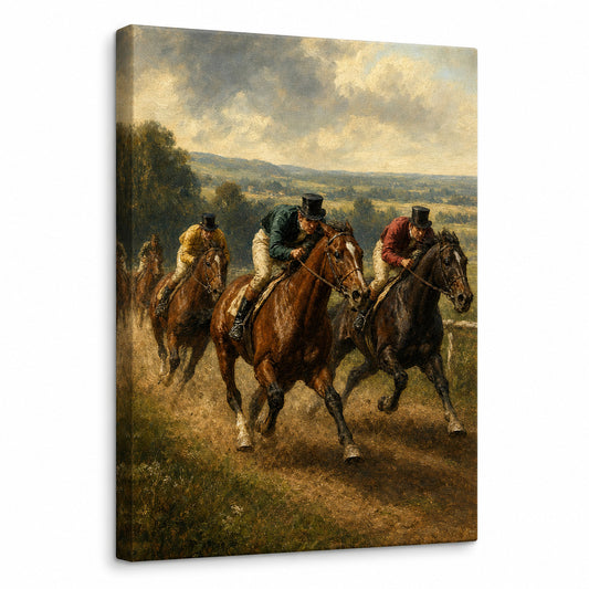 Early Equestrian Race Vintage Oil Painting Canvas Wall Art - canvas wall art by AUSJOJO