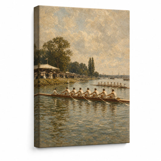 Vintage Rowing Regatta Oil Painting Canvas Wall Art - canvas wall art by AUSJOJO