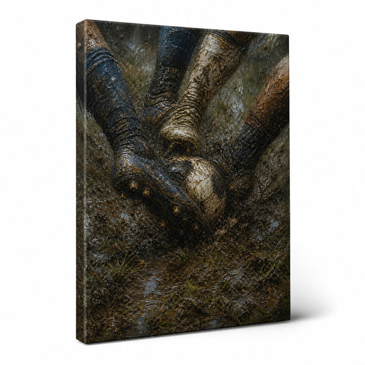 Muddy Tackle Boots Football Oil Painting Canvas Wall Art - soccer canvas wall art by AUSJOJO