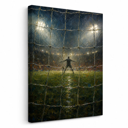 Goal Net Goalkeeper Gaze Football Oil Painting Canvas Wall Art - soccer canvas wall art by AUSJOJO