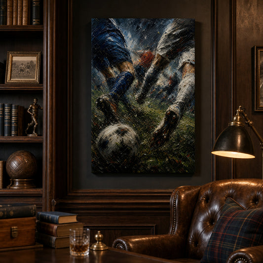Final Whistle Abstract Football Motion Oil Painting Canvas Wall Art — room scene