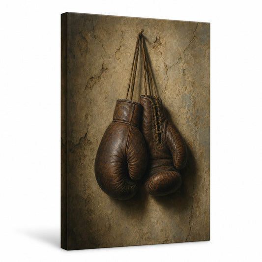 Hanging Vintage Boxing Gloves Oil Painting Canvas Wall Art - canvas wall art by AUSJOJO