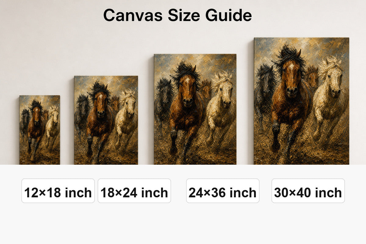 Wild Horse Finish Surge Oil Painting Canvas Wall Art - 08_size_comparison