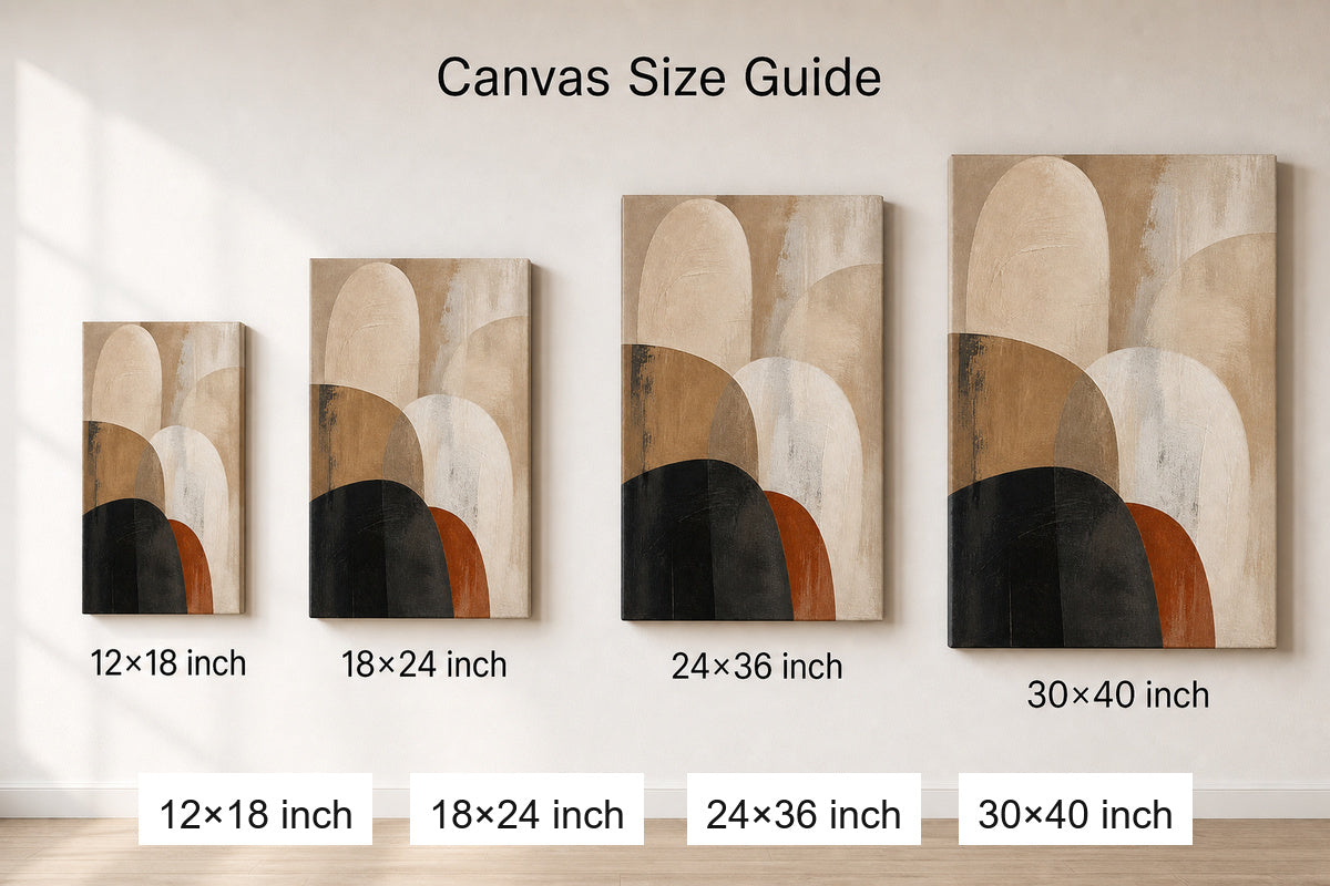 Neutral Abstract Soft Arch Forms Canvas Wall Art - 08_size_comparison