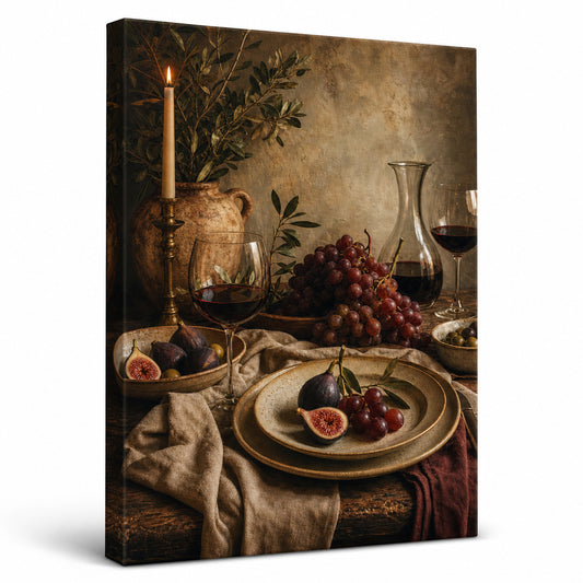 Warm Dining Room Still Life Canvas Wall Art - kitchen wall decor by AUSJOJO