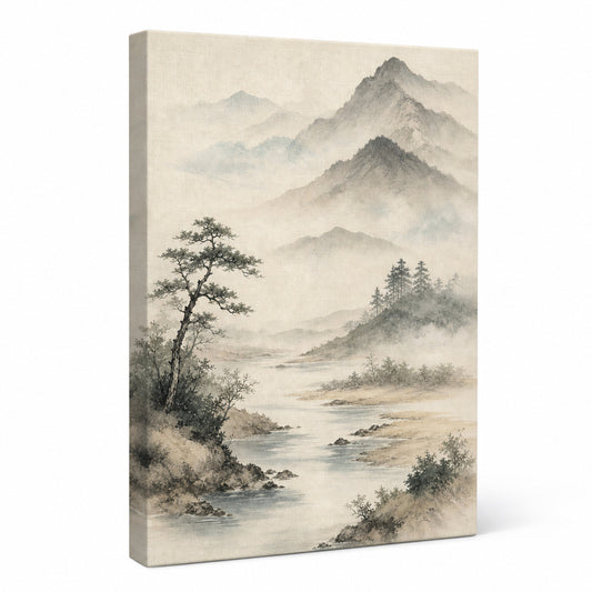 Japanese Zen Mountain Canvas Wall Art - canvas wall art by AUSJOJO