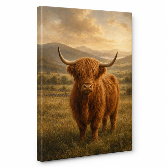Highland Cow Farmhouse Canvas Wall Art - farmhouse wall decor by AUSJOJO