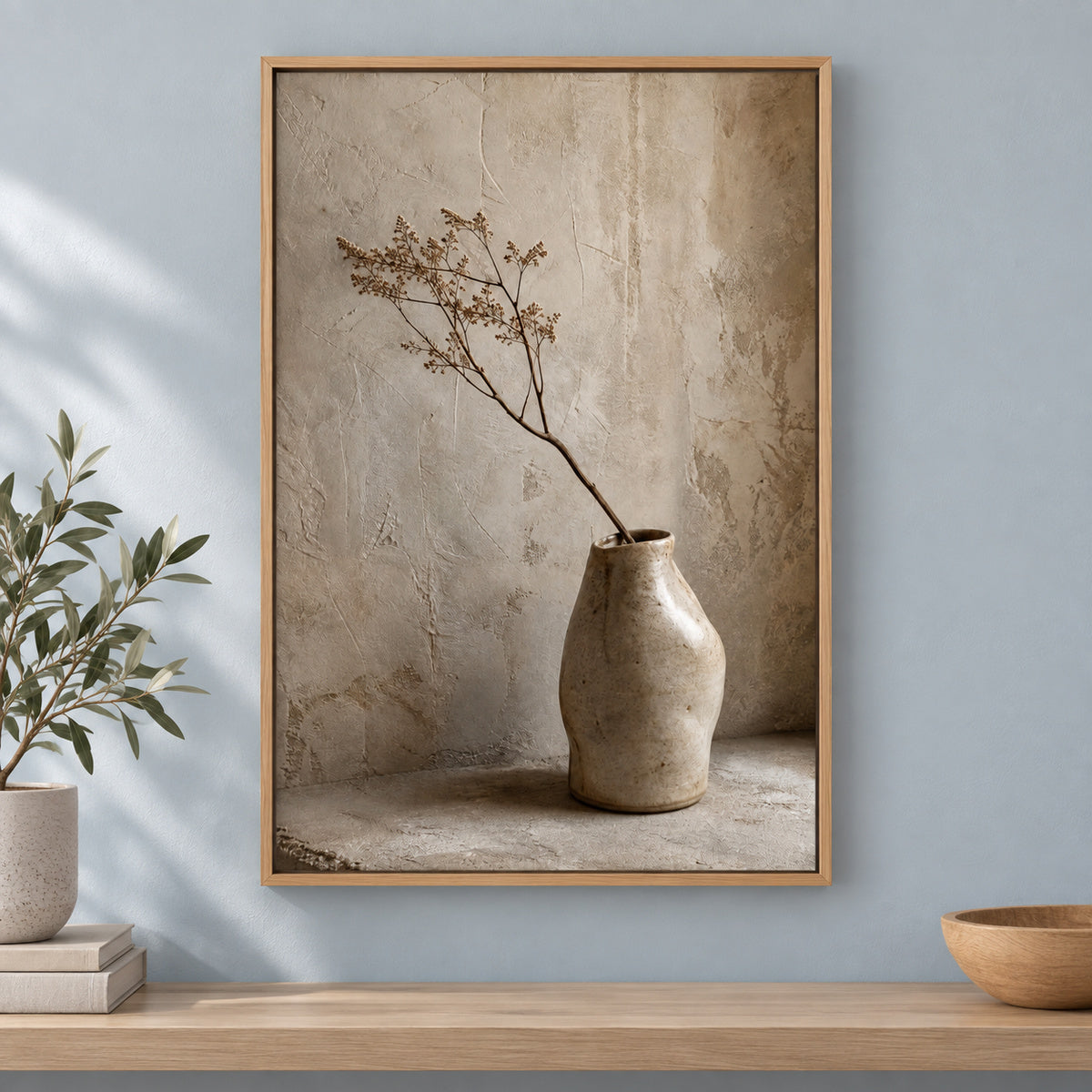 Wabi Sabi Ceramic Vase Canvas Wall Art | brown_independent_close