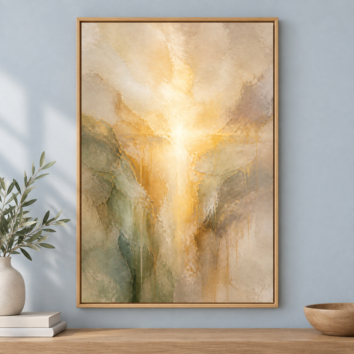Modern Abstract Cross Light Canvas Wall Art | brown_independent_close