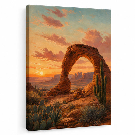 Southwestern Desert Arch Sunset Canvas Wall Art - canvas wall art by AUSJOJO