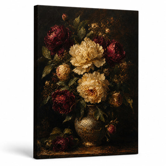 Large Moody Dark Floral Canvas Wall Art - floral wall decor by AUSJOJO