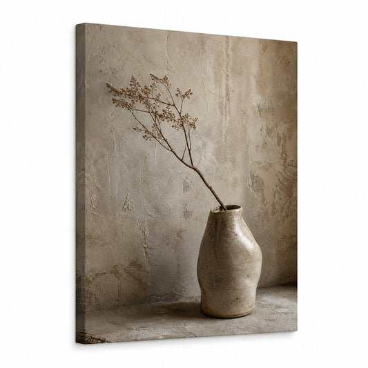 Neutral Wabi Sabi Ceramic Vase Canvas Wall Art - wabi sabi wall art by AUSJOJO