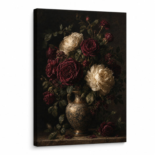 Large Moody Floral Canvas Wall Art - floral wall decor by AUSJOJO