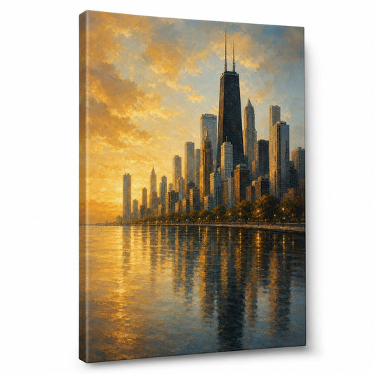 Chicago City Skyline Canvas Wall Art - canvas wall art by AUSJOJO