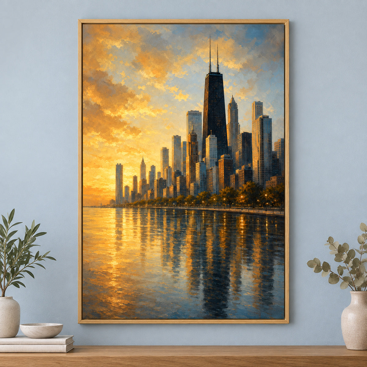 Chicago City Skyline Canvas Wall Art | brown_independent_close