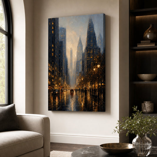 New York Cityscape Canvas Wall Art — room scene