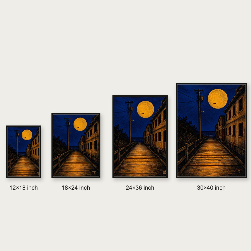 Moonlit Boardwalk Coastal Floating Frame Wall Art - 06