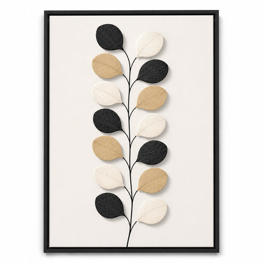 Nordic Etched Leaves Floating Frame Wall Art - 01