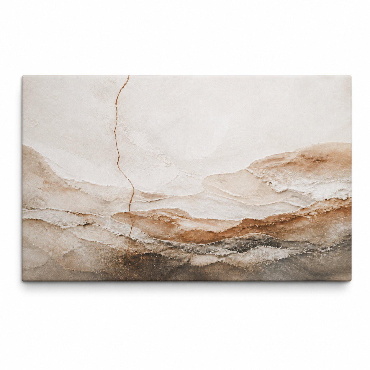 Warm Neutral Mineral Texture Abstract Floater Frame Canvas Wall Art | Stretched Canvas SKU