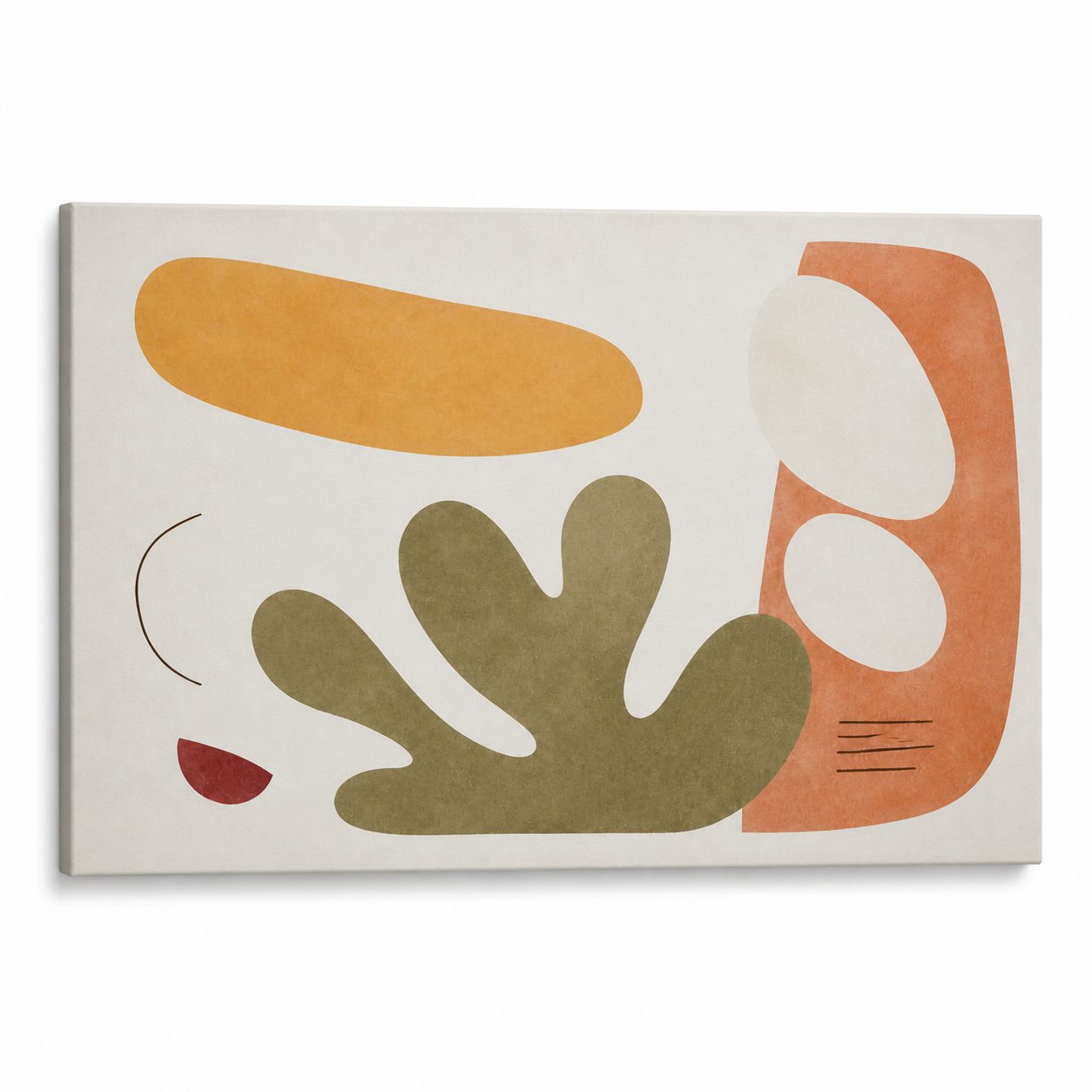 Soft Mid Century Organic Geometric Floater Frame Canvas Wall Art | Stretched Canvas SKU
