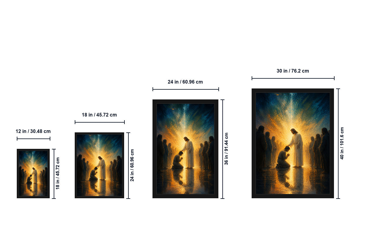 Divine Healing and Blessing Christian Canvas Wall Art - Size guide