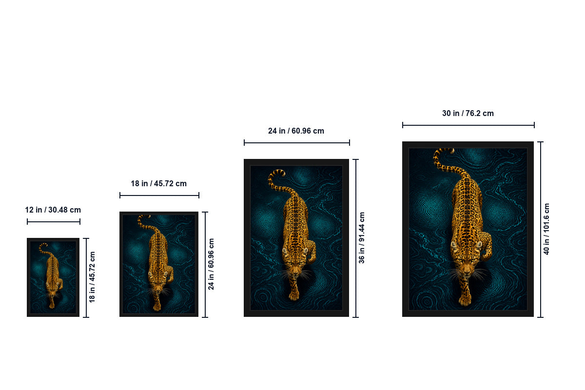 Golden Leopard Teal Topography Canvas Wall Art — canvas wall art product view, image 8