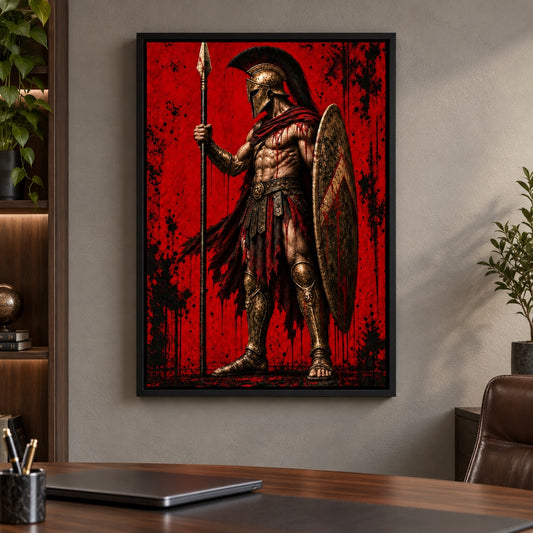 Ancient Greek Hoplite Warrior — Black Frame 01_office wall scene | AUSJOJO