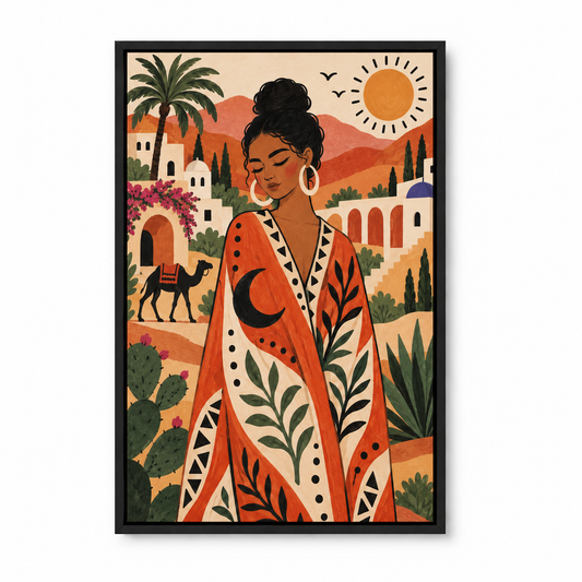 Desert Folk Woman Bohemian — Black Frame finish product view | AUSJOJO