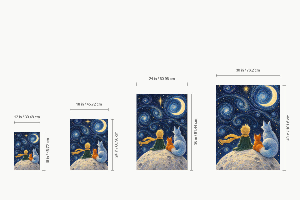 Starry Sky Child and Two Foxes — size comparison guide | AUSJOJO