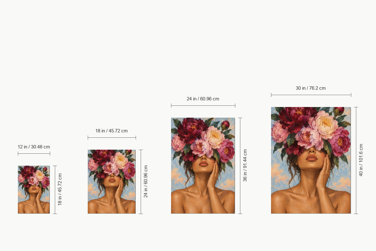 Flower Crown Woman Portrait — size comparison guide | AUSJOJO
