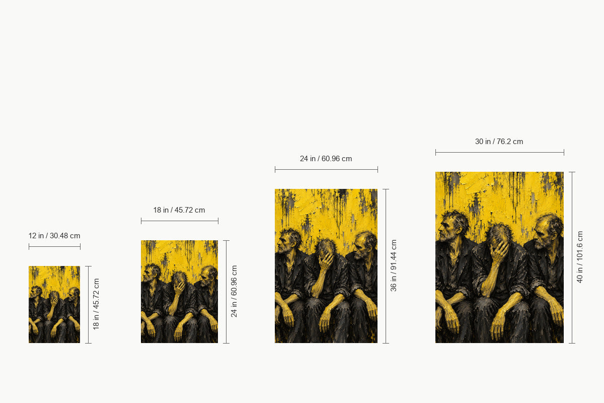 Three Men in Yellow Expressionist — size comparison guide | AUSJOJO
