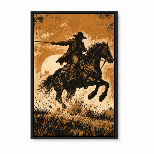 Galloping Western Rider — Black Frame finish product view | AUSJOJO