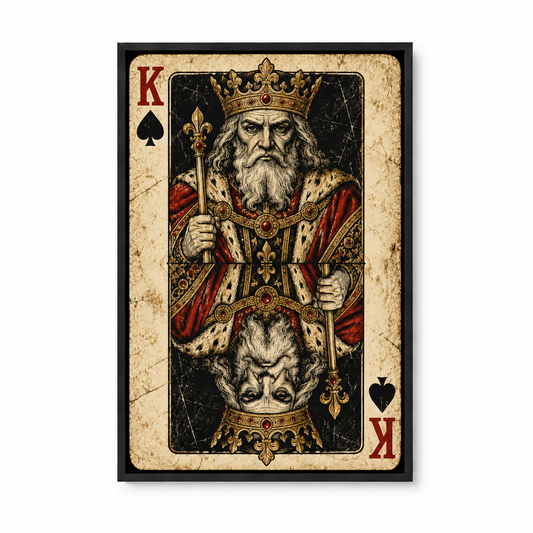 Distressed Spade King — Black Frame finish product view | AUSJOJO