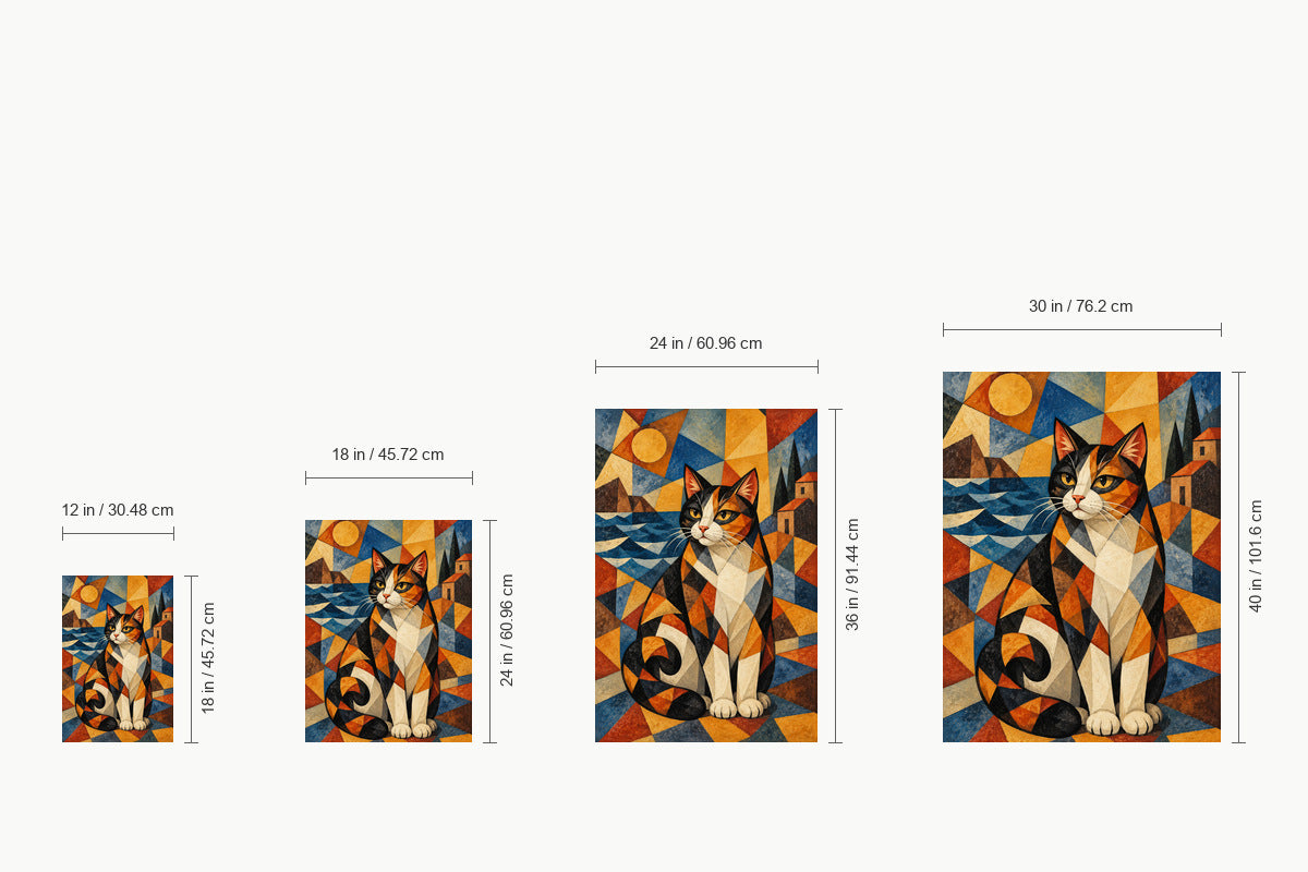 Cubist Calico Cat — size comparison guide | AUSJOJO