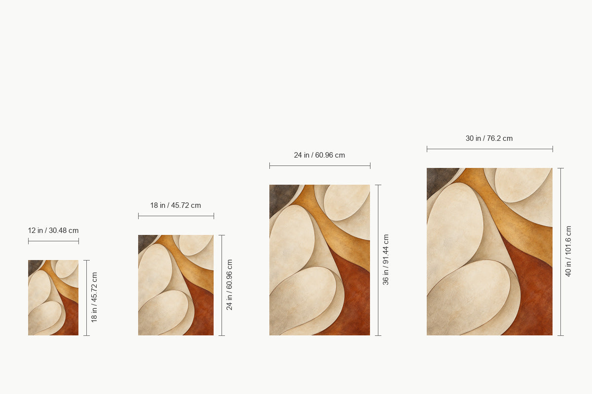 Ivory Organic Teardrop Abstract — size comparison guide | AUSJOJO