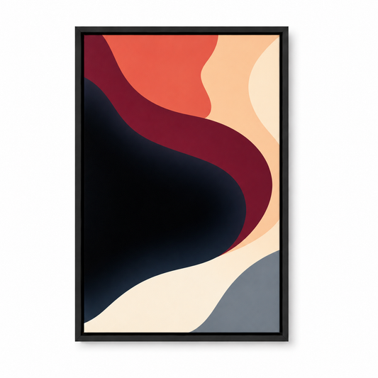 Coral and Burgundy Ribbon Abstract — Black Frame finish product view | AUSJOJO