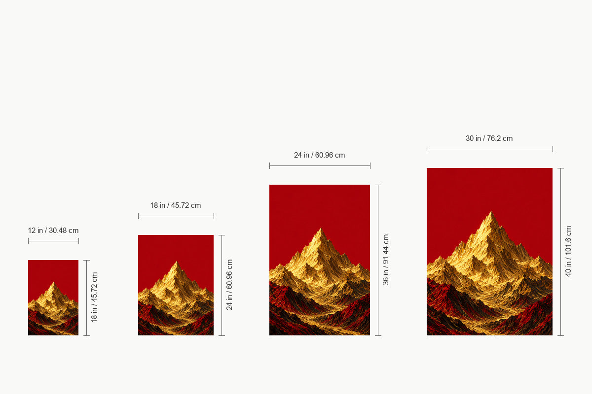 Crimson Sky Golden Mountain — size comparison guide | AUSJOJO