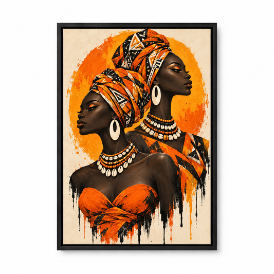 Opposing Profiles African Inspired Women — Black Frame finish product view | AUSJOJO