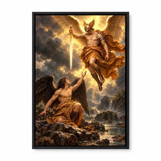 Golden Wing and Dark Wing Angels — Black Frame finish product view | AUSJOJO