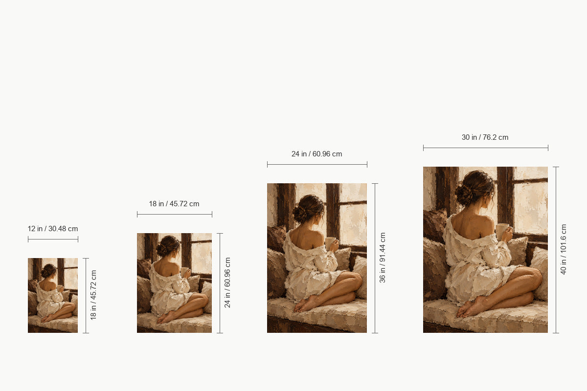 Quiet Window Seat Woman Impasto — size comparison guide | AUSJOJO